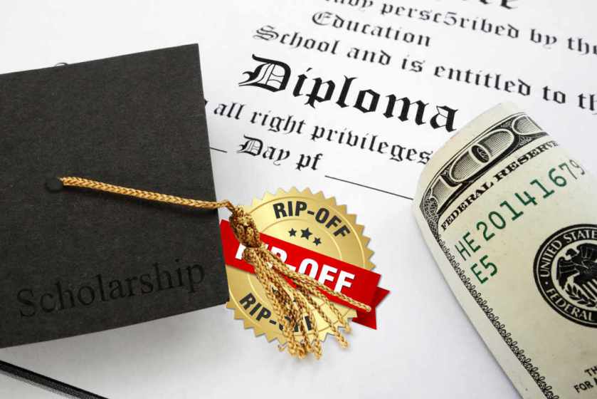 College diploma with rip-off seal